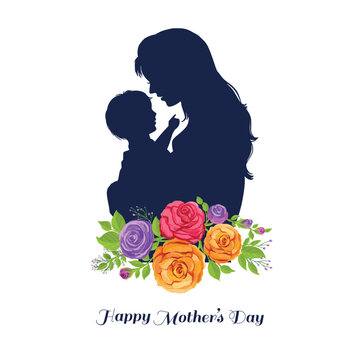Happy mothers day nice card for colorful flowers background