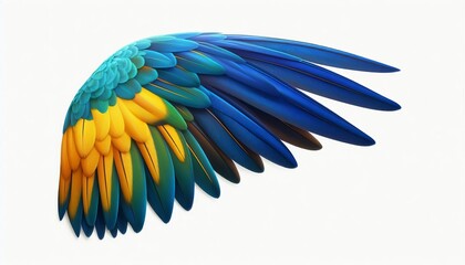 Obraz premium The brightly colored wings of a blue and gold macaw against a white background