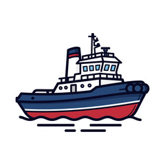 Naklejka premium A cartoon blue and red boat.