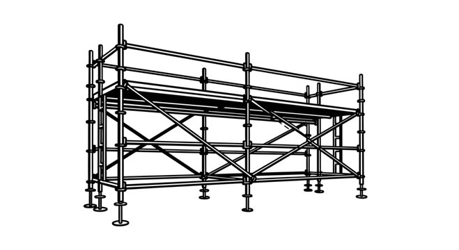 Scaffolding structure for construction work site.
