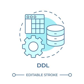 DDL soft blue concept icon. Database management, data integration. Workflow organization. Round shape line illustration. Abstract idea. Graphic design. Easy to use in presentation, article