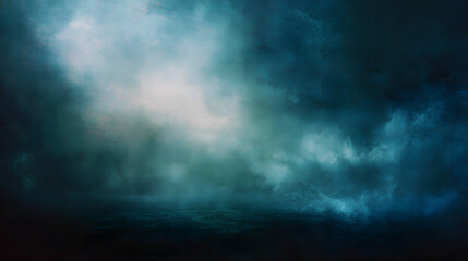 Obraz premium Dark moody abstract background with blue mist and grain texture