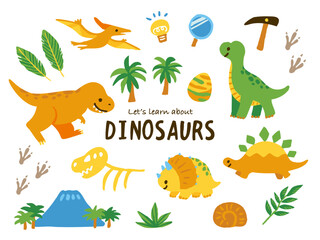 dinosaur hand writing illustration for kids © yukik