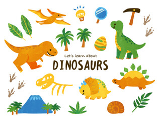 dinosaur hand writing illustration for kids © yukik