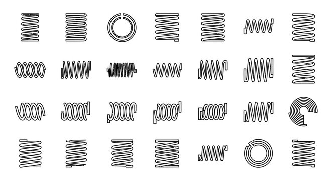 collection of different types of springs industrial springs suspension springs and coil springs