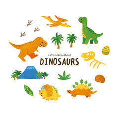 dinosaur hand writing illustration for kids © yukik