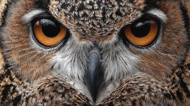 Close up owl face orange eyes feather detail wildlife inspiration
