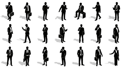 Fototapeta premium group of diverse business people in silhouette working and communicating