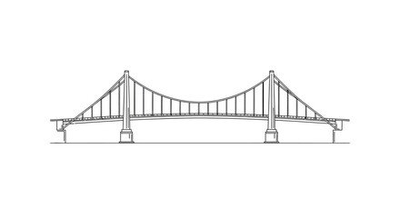 Fototapeta premium Minimalist Line Art Illustration of a Suspension Bridge