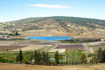 Picturesque view of Barrage Oued Taga - dam at foot of the mountain. Republic of Algeria © ArtEvent ET