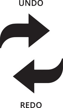 Undo, Redo Arrows, Vector Icons, Black and White, Editable Graphics, UI Symbols