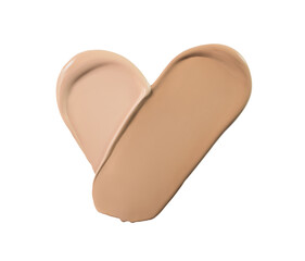 Foundation swatches in different skin tones creating heart concept isolated on transparent © colnihko