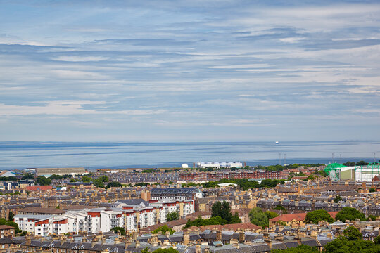 The view from Calton hill to the new regions of Edinburgh. Scotland