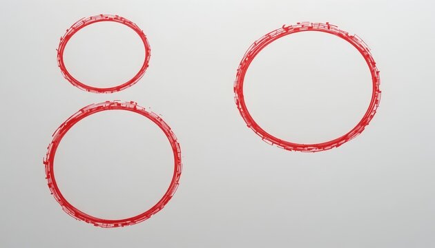 Hand drawn red and gray circles on a white background, minimal abstract sketch for marking, highlighting, annotation, design, and creative concept use