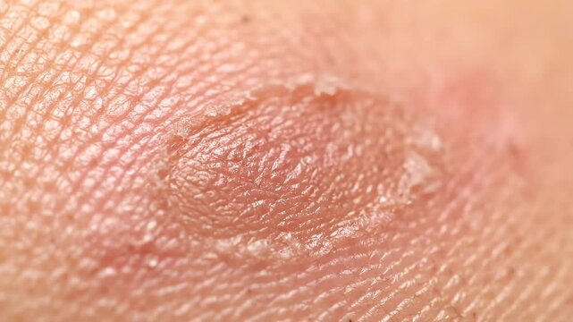 Macro View of Healing Sun Spot with Skin Cell Turnover &ndash; Regeneration Process, Texture Detail and Dermatology Concept in 4K
