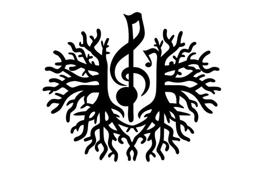 bass clef underground roots music symbol illustration for deep sound and jazz concept design