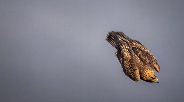 Golden eagle diving down from the sky with spread wings for hunting
