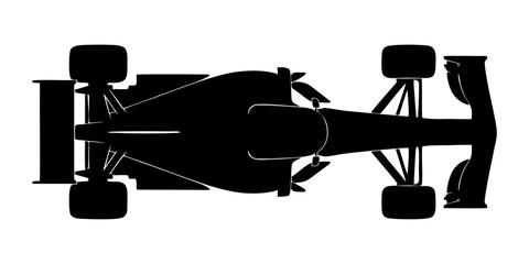 Fototapeta premium silhouette of a formula one car on a white background