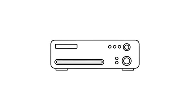 Minimalist Line Art Icon of a DVD or Blu-ray Player