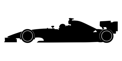 Fototapeta premium silhouette of a formula one car on a white background