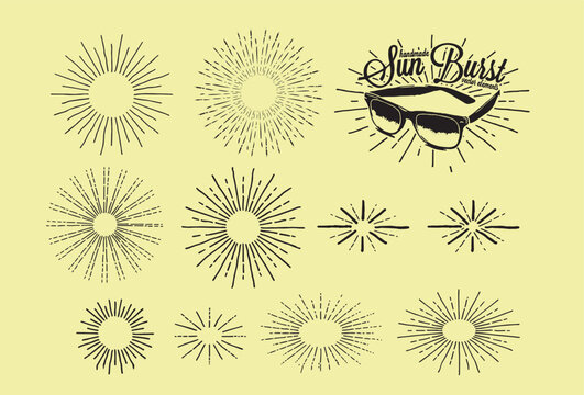 Handmade Sun Burst vectore asset, editable for your graphic design needs.