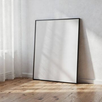 A0 Poster Frame Mockup Japandi Interior Living Room