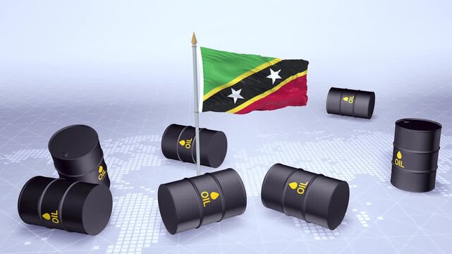 Saint Kitts and Nevis  Flag With Oil Barrels Motion Graphic
