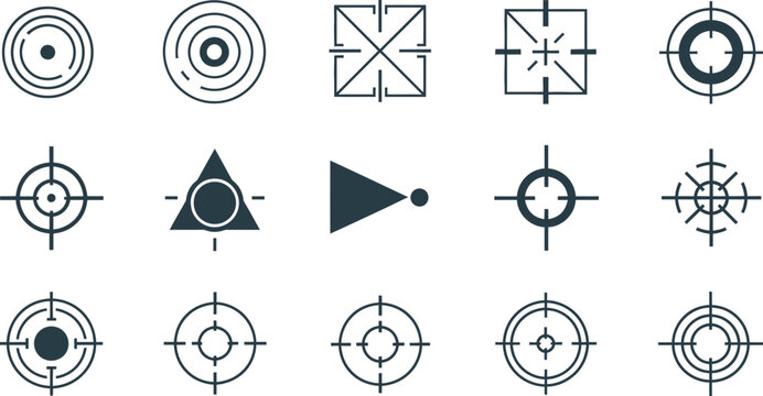 Collection of Dark Gray Target and Aiming Icons scope reticle