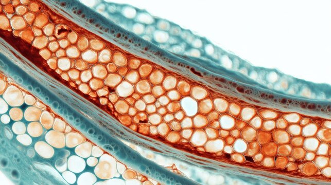Wide extreme macro proton exchange membrane cross-section teal orange cell