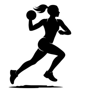Female Softball Player Running Silhouette Vector Illustration, Woman Athlete Sports Graphic for Team Logo, T Shirt Design, Sticker Print
