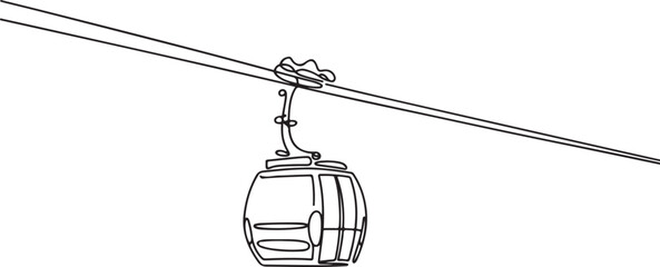 Cable car in continuous line art drawing style.one line vector illustration on white background © MstMoushumi