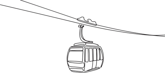 Cable car in continuous line art drawing style.one line vector illustration on white background © MstMoushumi