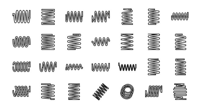 collection of different types of spring coil icons on a white background