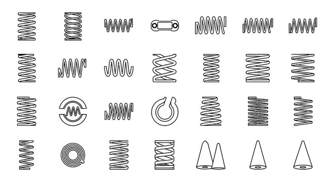 collection of various spring coil icons and illustrations industrial elements