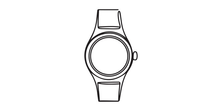 Watch icon continuous one line drawing outline.one line vector illustration on white background