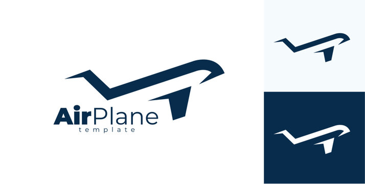 Logo Airplane Silhouette. Plane Fly White Background
