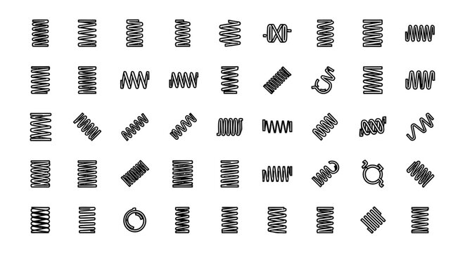 collection of different types of springs and coils in a pattern vector illustration