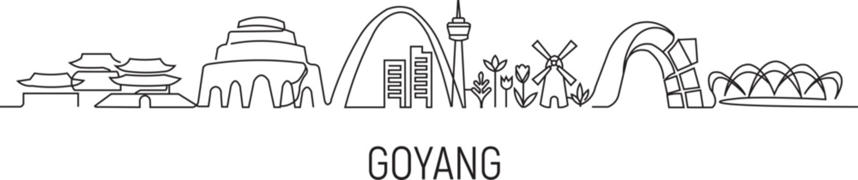 Goyang's skyline in minimalist line art