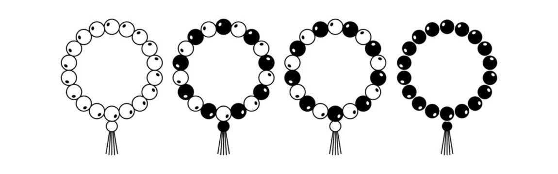 Tasbih prayer beads icon set for Eid al Adha remembrance and Islamic worship theme minimal