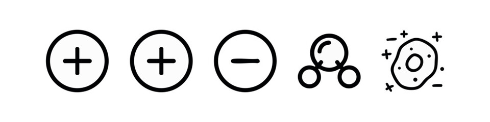 Obraz premium Line Art Icons: Plus, Plus, Minus, Molecules, Cell