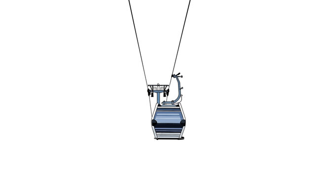 Cable Car Gondola Lift Vector Illustration Isolated on White