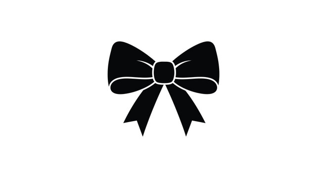 A striking black silhouette of a decorative bow with flowing ribbons a simple yet elegant design silhouette high quality
