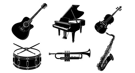 Musical Instruments Orchestra Band Symbols. © By