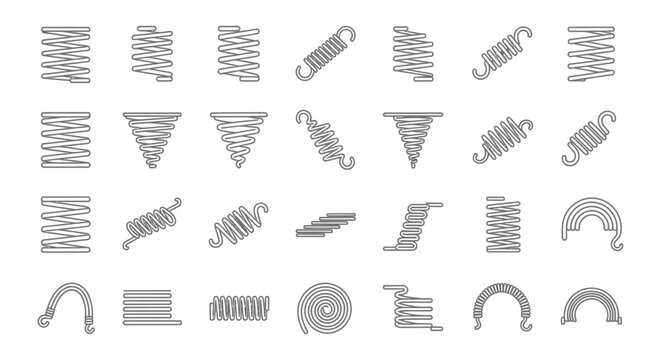 collection of various spring coil icons and symbols graphic design elements