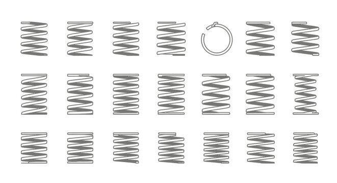 collection of various springs and a circlip mechanical components and engineering elements