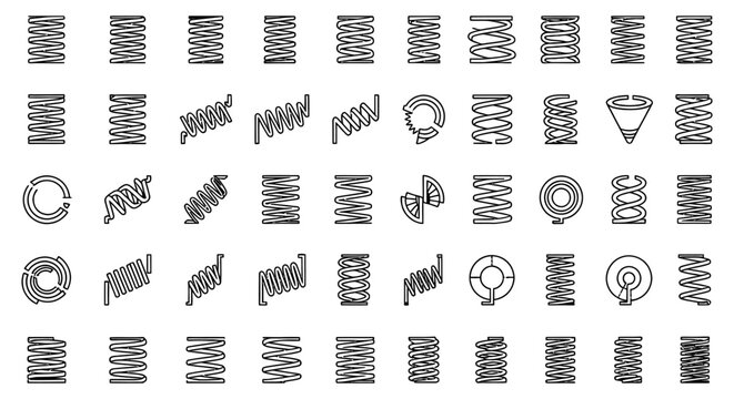 collection of various spring coil icons vector illustration for design