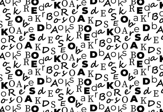 Monochrome seamless pattern featuring a chaotic mix of latin letters in various fonts and sizes. This minimalistic vector background is ideal for textile prints wrapping paper book covers and educatio