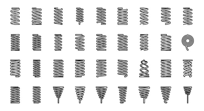 collection of various spring types and styles illustrating different mechanical properties and designs
