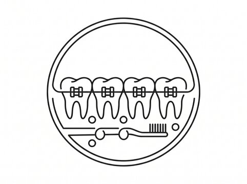Braces line icon, dentist and dental, teeth sign, vector graphics, a linear pattern on a white background.