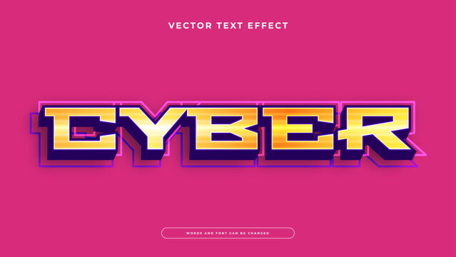 Futuristic cyber text effect with golden yellow gradients and glitchy digital style for gaming themes